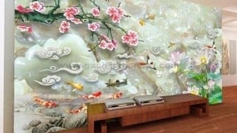 Tranh gạch 3d ốp tường phòng khách 