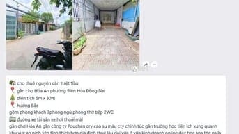CHO THUÊ NHÀ PHƯỜNG BIÊN HOÀ GIÁ 5 TRIỆU