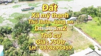 thổ cư 390m2 , giá 750tr , mặt tiền sông vàm cỏ , khu dân cư đông
