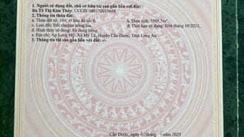 Bán đất MT đường liên xã Tân Lân-Mỹ Lệ,Xã Mỹ Lệ, Cần Đước,Tỉnh Long An