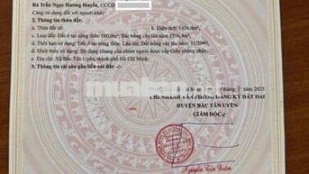ĐẤT SỔ ĐỎ 1656m2 XÃ BẮC TÂN UYÊN-TPHCM