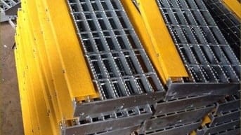 frp grating , thang cáp frp, stair nosing màu vàng kháng hoá chất 