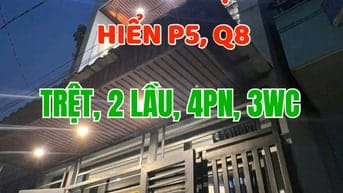Bán nhà 1trệt, 2 lầu, Hẻm 1225 Phạm Thế Hiển P5, Q8. Ngang 3,8mx 10m