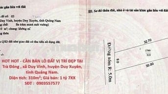 ĐẤT VỊ TRÍ ĐẸP TẠI Trà Đông , xã Duy Vinh, huyện Duy Xuyên, Quảng Nam