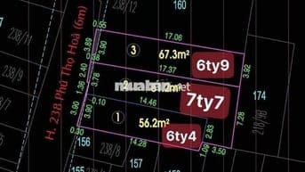 BÁN 3 LÔ ĐẤT PHÂN LÔ KHU PHÚ THỌ HOÀ HXH 6 MÉT