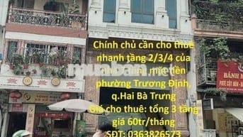 Cho thuê nhanh tầng 2/3/4 nhà 7tầng phường Trương Định,q.Hai Bà Trưng