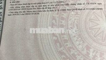Đất đẹp Trung Chánh, HM đường Đồng Tâm, 93m2 (5 x 19)m, SHR, 1,850 tỷ