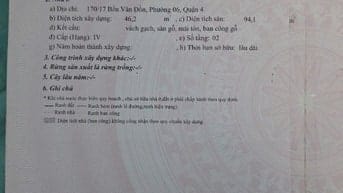 Bán đất 51 met vuông 170/17 Bến Vân Đồn 