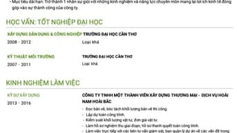 Nam, Kỹ sư xây dựng DD&CN, tìm việc làm khu vực hcm và khu vực lân cận