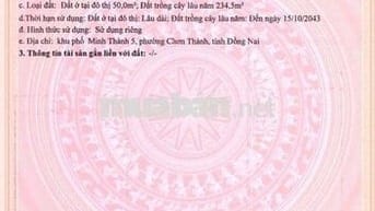 Đất thổ cư Chơn Thành, Bình Phước
