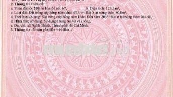 CHÍNH CHỦ BÁN ĐẤT THỔ CƯ SẴN SỔ KHU VỰC NGHĨA THÀNH-HCM (CHÂU ĐỨC CŨ)