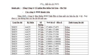 CÔNG TY BẢO HIỂM BSH VĨNH PHÚ thông báo mất ấn chỉ 2025