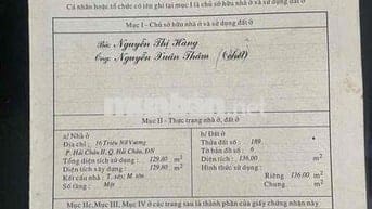 Mặt tiền đường Triệu Nữ Vương. Hải Châu. Trục Đường Víp