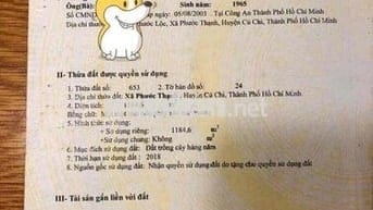Bán đất Củ chi, sổ riêng giá 3tỷ cho gần 1200m2