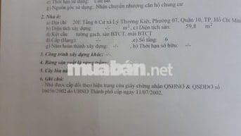 Cần bán căn hộ chung cư cũ tại q10, tp.HCM