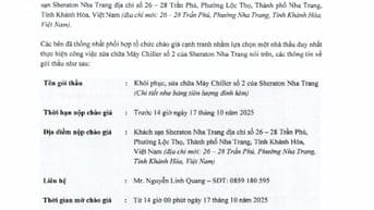 THÔNG BÁO MỜI CHÀO GIÁ / MỜI NHÀ THẦU THAM GIA KHẮC PHỤC MÁY