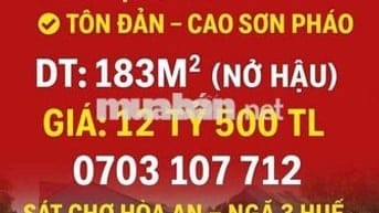 chủ cần tiền bán lô 2 mặt tiền , tôn đản , cao sơn pháo