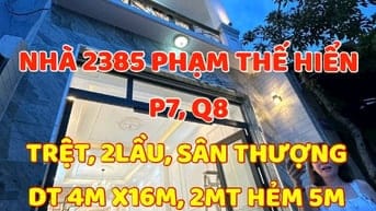 Nhà mới tuyệt đẹp 180m2, 1trệt, 2lầu, ST, 4mx16m2, H385 Phạm Thế Hiển