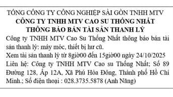 THÔNG BÁO BÁN TÀI SẢN THANH LÝ