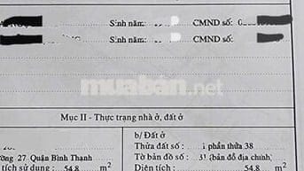 BÁN NHÀ THANH ĐA-BÌNH THẠNH (GẦN CHÁO VỊT THANH ĐA)