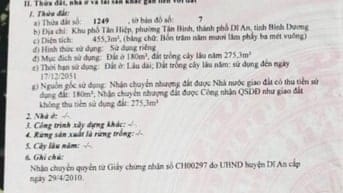 BÁN ĐẤU GIÁ 02 TÀI SẢN VIB LẦN 3 (TĐ 1249, TĐ 2739) TẠI BÌNH DƯƠNG 