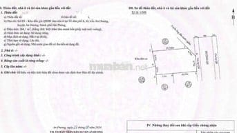 Đất 184m2 ngang 10,5m Mặt tiền đường 10m Thị trấn An Dương