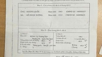 Bán Nhà: 40/56A Lý Thường Kiệt - P.9 - Q.Tân Bình dt:6,75x7,4m trệt 1L