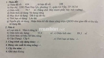 Cần bán nhà cấp 4 , cách Phan Huy Ích 20 met