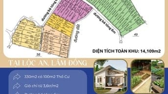 ĐẤT LỘC AN LÂM ĐỒNG SỔ NHỎ ĐÃ CÓ THỔ CƯ TIẾP GIÁP HỒ