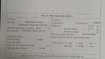 Bán nhà cấp 4 dtich 120m2 tiện xây CHDV hẻm Kênh Tân Hóa, Q. Tân Phú