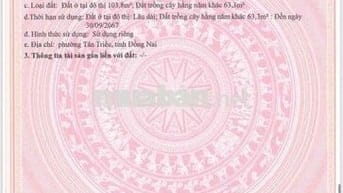 Bán Đất Mặt Tiền Kinh Doanh Ngay Trung Tâm Phường Tân Triều