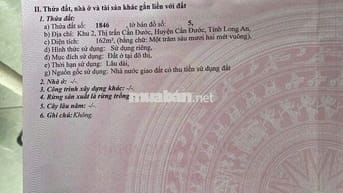 Chính chủ cần tiền bán gấp đất thổ cư khu 2 Thị Trấn Cần Đước, Long An