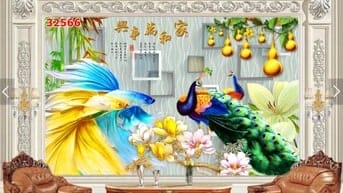 Tranh gạch 3d dán tường sau ti vi - CX322