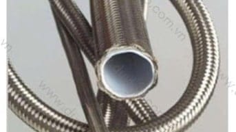 Ống chịu nhiệt teflon bọc lưới inox, bọc bố vải xanh, đỏ
