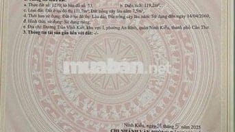 BÁN NỀN HẺM 6 ĐƯỜNG TRẦN VĨNH KIẾT P. AN BÌNH