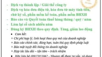 NHẬN HỒ SƠ PHÁP LÝ -  KẾ TOÁN THUẾ TRỌN GÓI -> Giá Rẻ