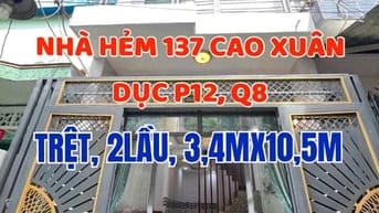 Nhà mới tuyệt đẹp, 1trệt, 2 lầu, H137 Cao Xuân Dục P12,Q8, N3,4mx10,5m