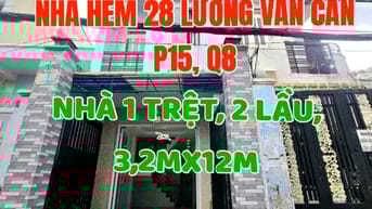 Bán gấp nhà 1trệt, 2 lầu, Hẻm 28 Lương Văn Can, P15, Q8. N3,2m x D12m