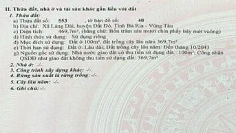 BÁN ĐẤU GIÁ TS VIB L9_XÃ LÁNG DÀI, ĐẤT ĐỎ, BRVT, NAY LÀ TPHCM