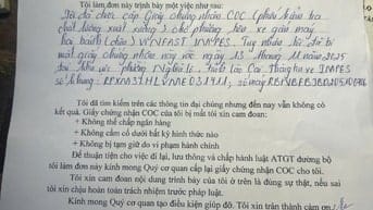 Tìm lại giấy chứng nhận COC bị mất