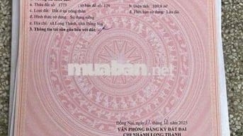 đất sổ hồng 100m2 thổ cư đường nhựa vỉa hè