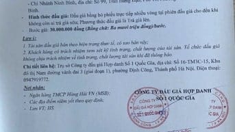 CÔNG TY ĐẤU GIÁ HỢP DANH SỐ 1 QUỐC GIA BÁN ĐẤU GÍA TS NHO QUAN - NB