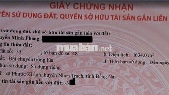 Đất nông nghiệp xã Phước Khánh, gần cao tốc Bến Lức - Long Thành