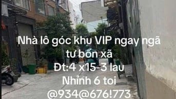 Bán nhà lô góc 2 mặt tiền hxh ngay ngã tư bốn xã, Bình Tân 4x12m.