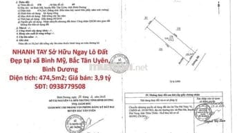 NHANH TAY Sở Hữu Ngay Lô Đất Đẹp tại xãBình Mỹ,Bắc Tân Uyên Bình Dương