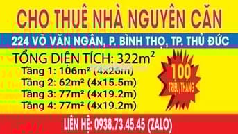 Cho Thuê Nhà ở diện tích 322m2 + 10