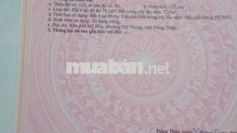 CHÍNH CHỦ CẦN BÁN Lô Đất Tại Mỹ Hòa - Mỹ Phong - Đồng Tháp