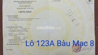 Chính chủ gửi bán lô đất MT Bàu Mạc 8, P Hoà Khánh.Đà Nẵng