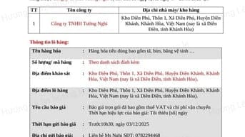 THÔNG BÁO MỜI BÁO GIÁ THU THẬP GIÁ SÀN CHO LÔ HÀNG