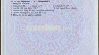 Chính chủ cần bán nhà trệt mặt tiền quốc lộ 91